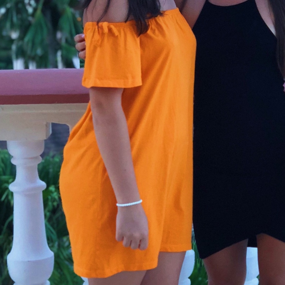 Yellow off the shoulder dress